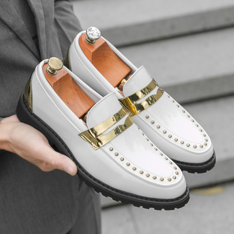 Men'S Formal Party Wear Shoes - Men Fashionable Loafers PU Thick Soled