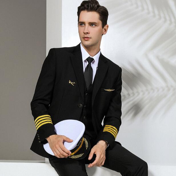 Men Formal Wear With Blazer - Aviation Professional Wear Aviator Uniform Men