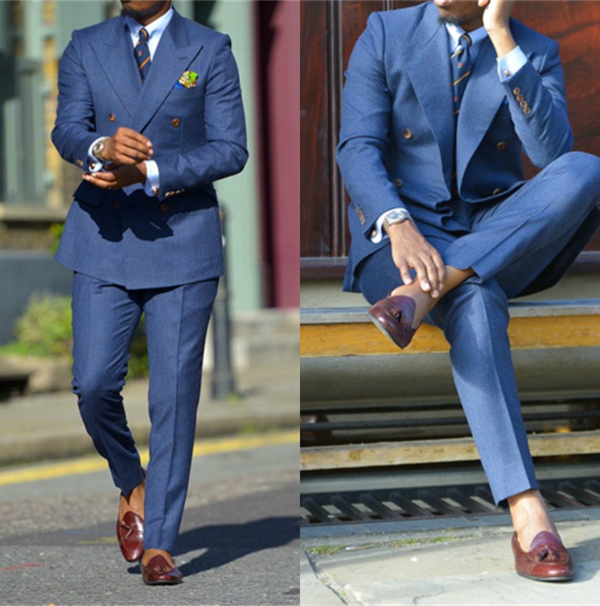 Formal Wear For Men In Wedding - Dark Blue Formal Mens Suits Two