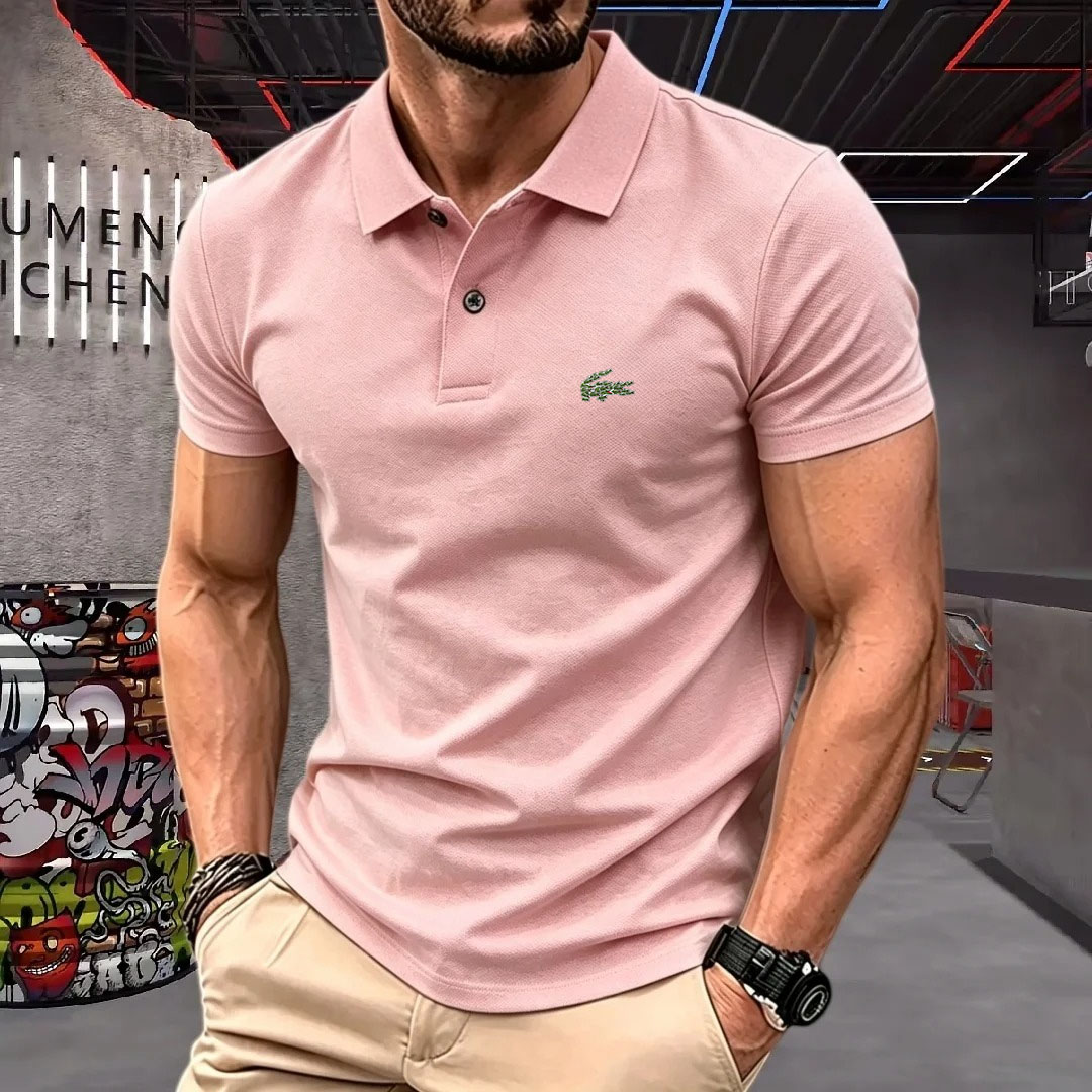 Men'S Formal Wear Accessories - Man Short-Sleeved Polo Shirt Lapel Button
