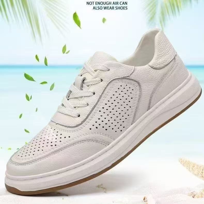 Men Formal Wear With Sneakers - Breathable White Flat Mens Lace Up