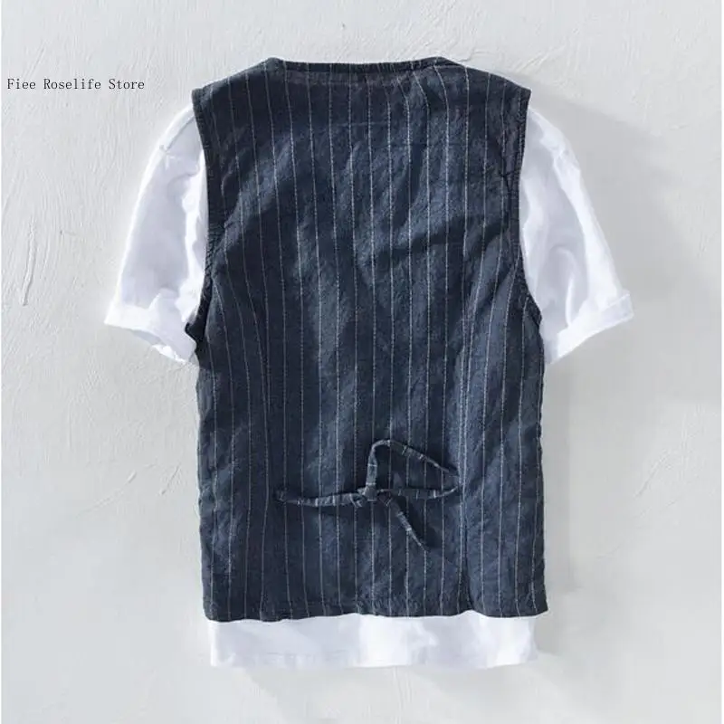British Casual Linen Vest for  - Men Formal Wear In Summer 评论和价格