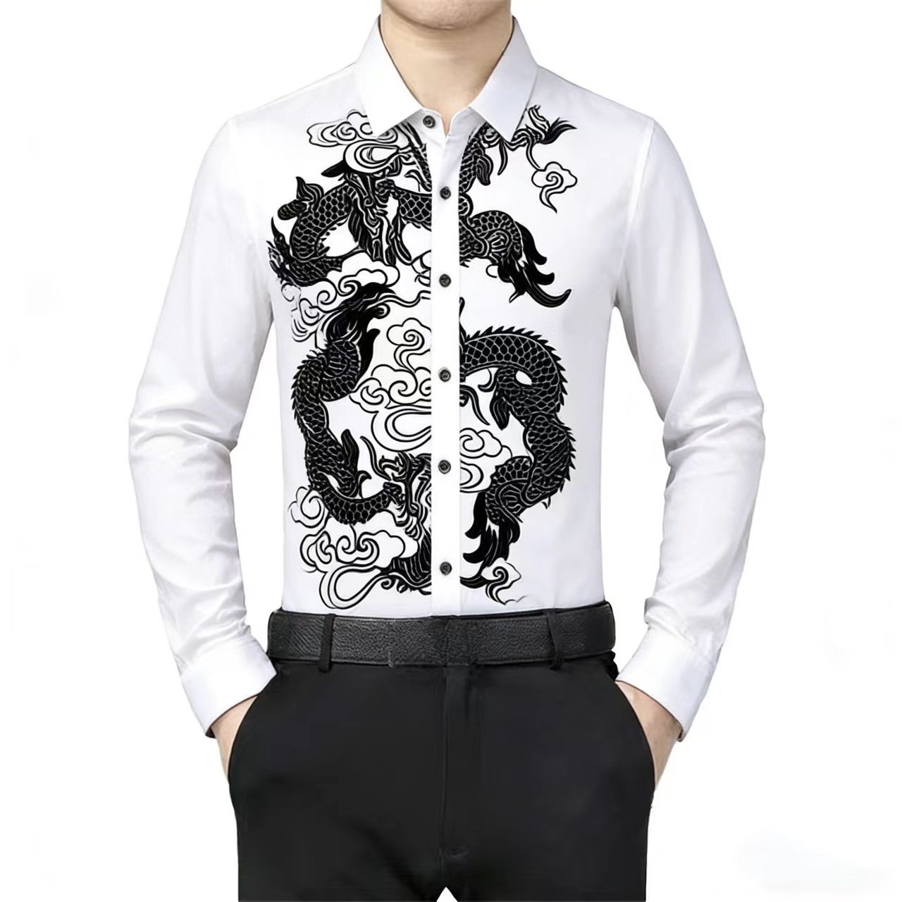 Men's Long Sleeve Shirt Chines - Men'S Style Formal Wear 评论和价格