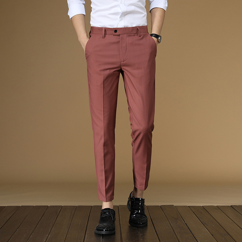 Summer Suit Pants Men Red Blac - Men Formal Wear In Summer 评论和价格