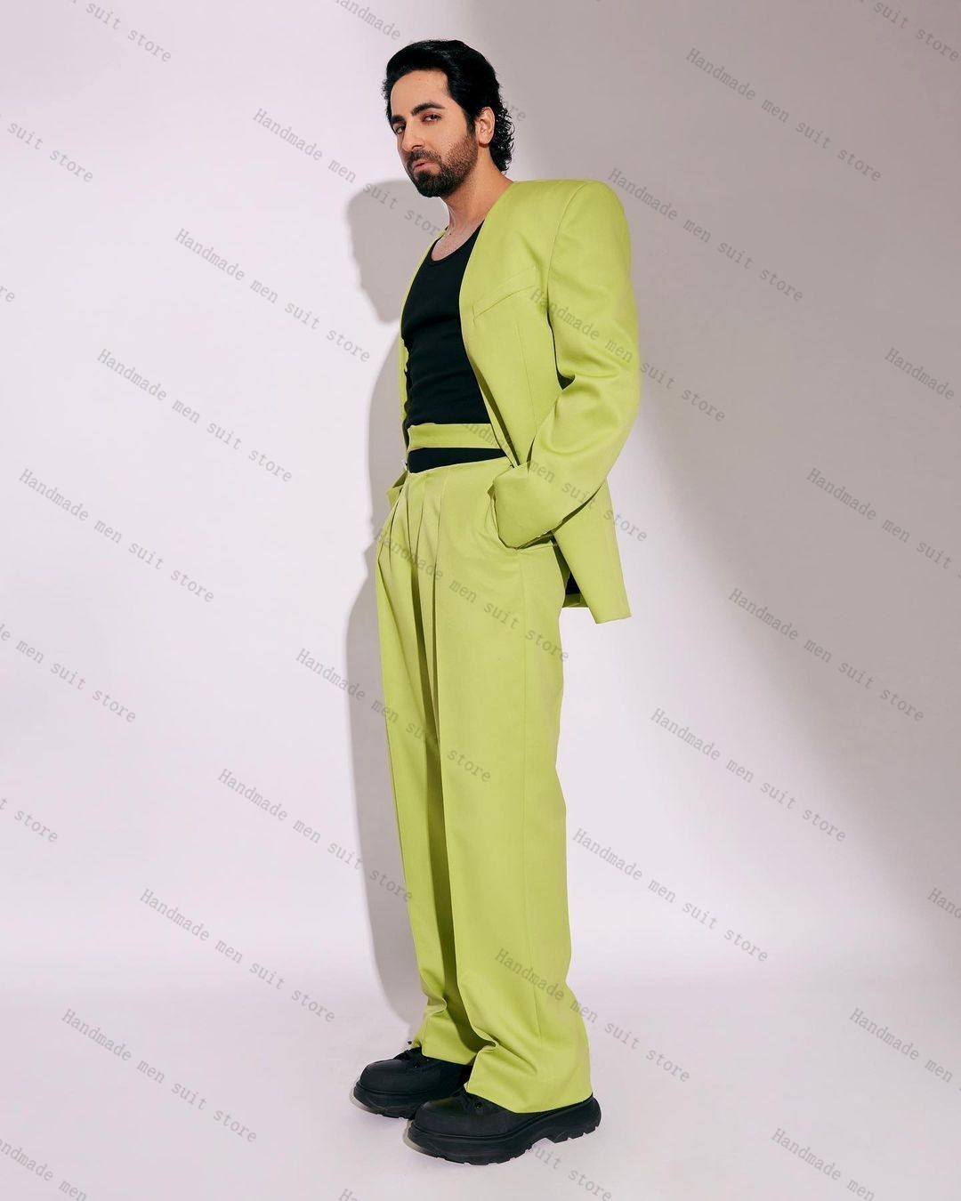 Fashion Green Men Suit Set 2 P - Men'S Formal Wear Belt 评论和价格
