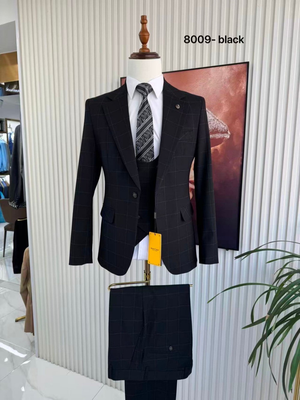 Men's Plaid Tuxedo 3 Pieces Ja - Men Formal Wear Office 评论和价格