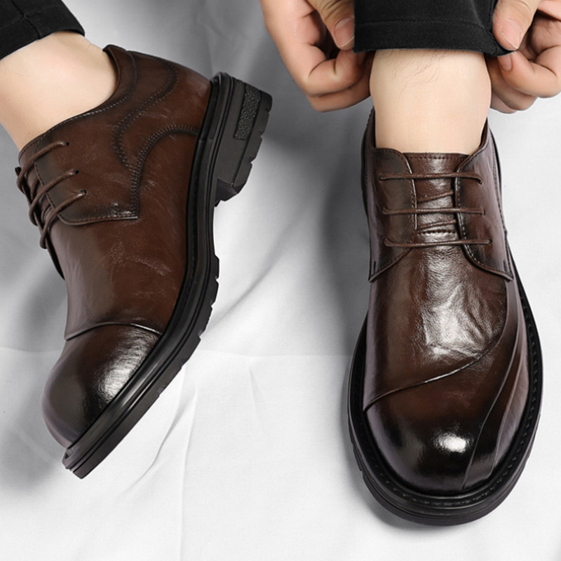 Brown Burnished Genuine Leathe - Formal Wear For Men In Wedding 评论和价格