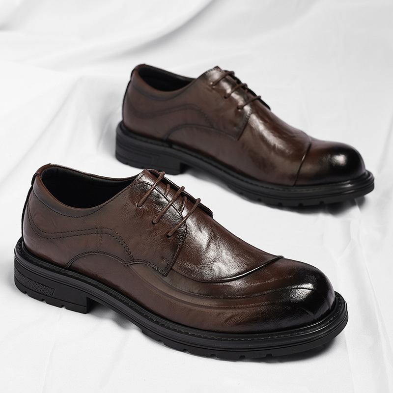 Brown Burnished Genuine Leathe - Formal Wear For Men In Wedding 评论和价格