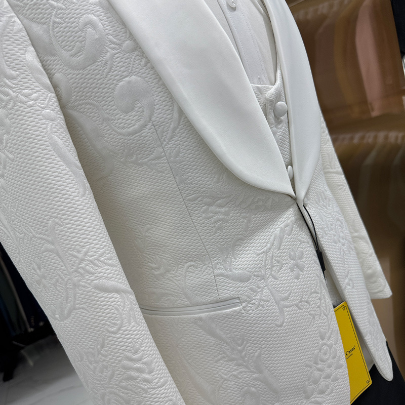 Men Wedding Suit White 3 Piece - Men Formal Wear Jacket 评论和价格