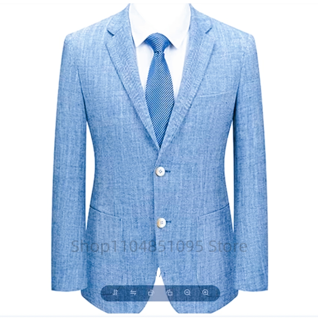 Men's Slim Fit Linen Suit Blaz - Men Formal Wear In Summer 评论和价格