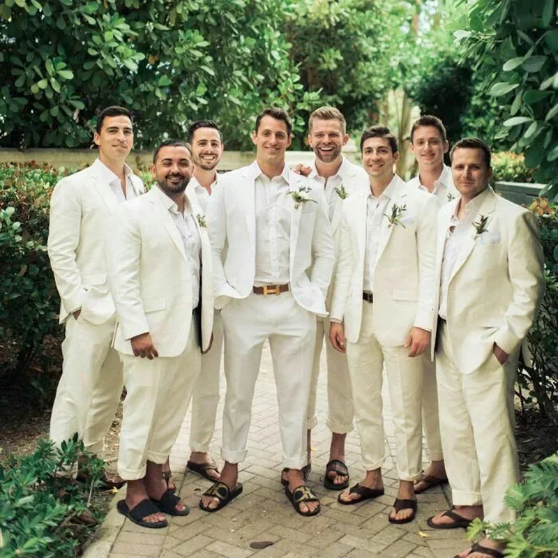 Linen Wedding Tuxedo For Men S - Men Formal Wear In Summer 评论和价格