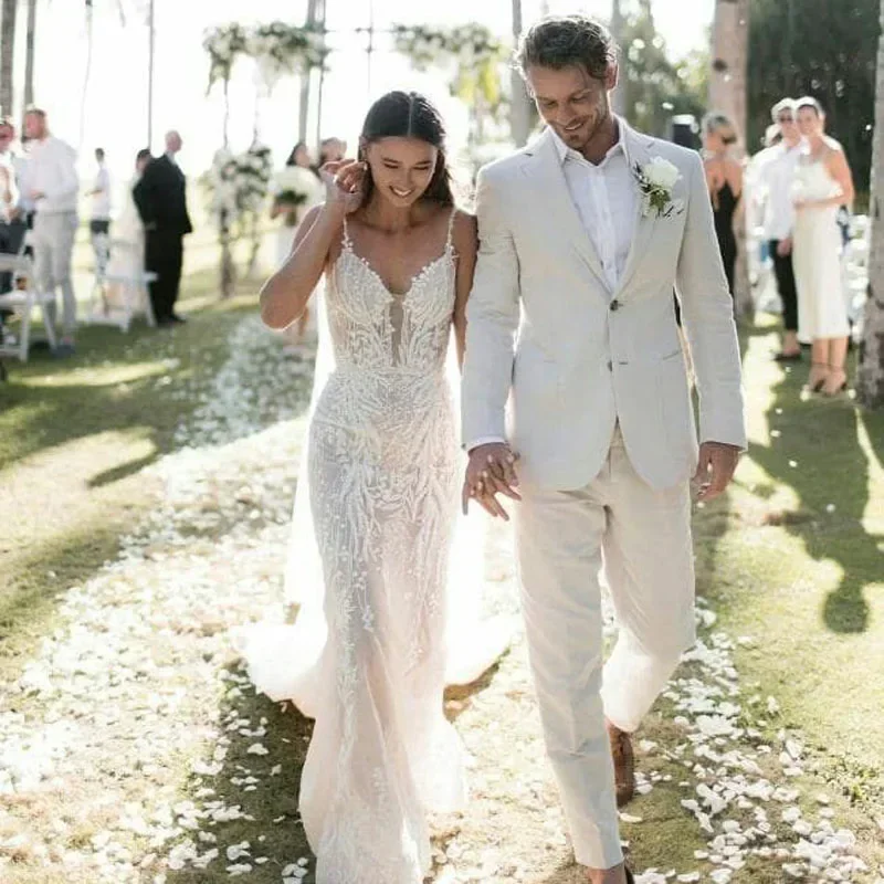 Linen Wedding Tuxedo For Men S - Men Formal Wear In Summer 评论和价格