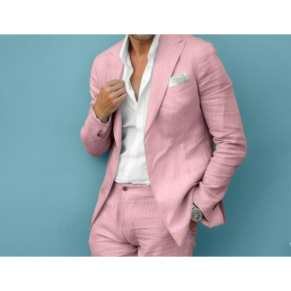 Linen Wedding Men Suits Slim F - Men Formal Wear In Summer 评论和价格