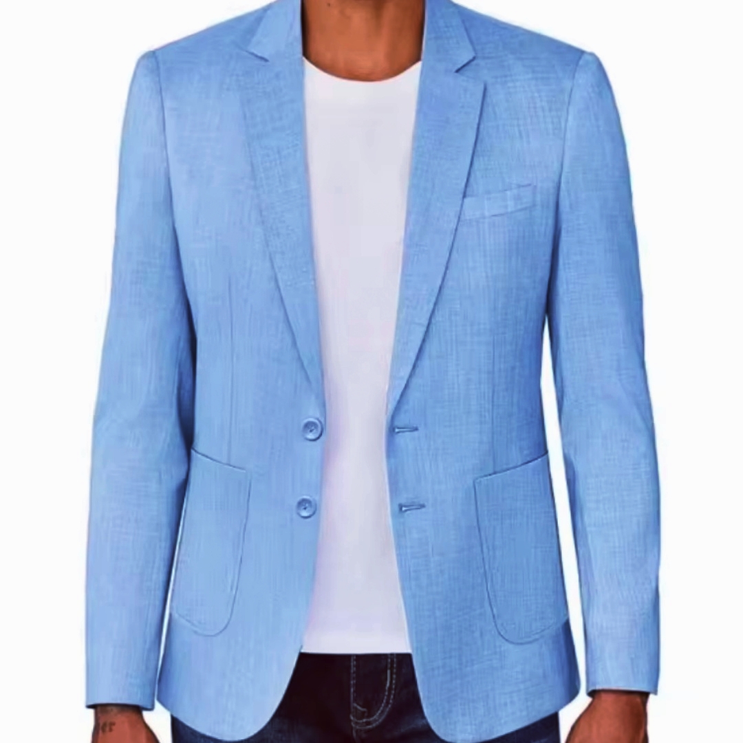 Slim Fit Men's Beige/Blue Line - Men Formal Wear In Summer 评论和价格