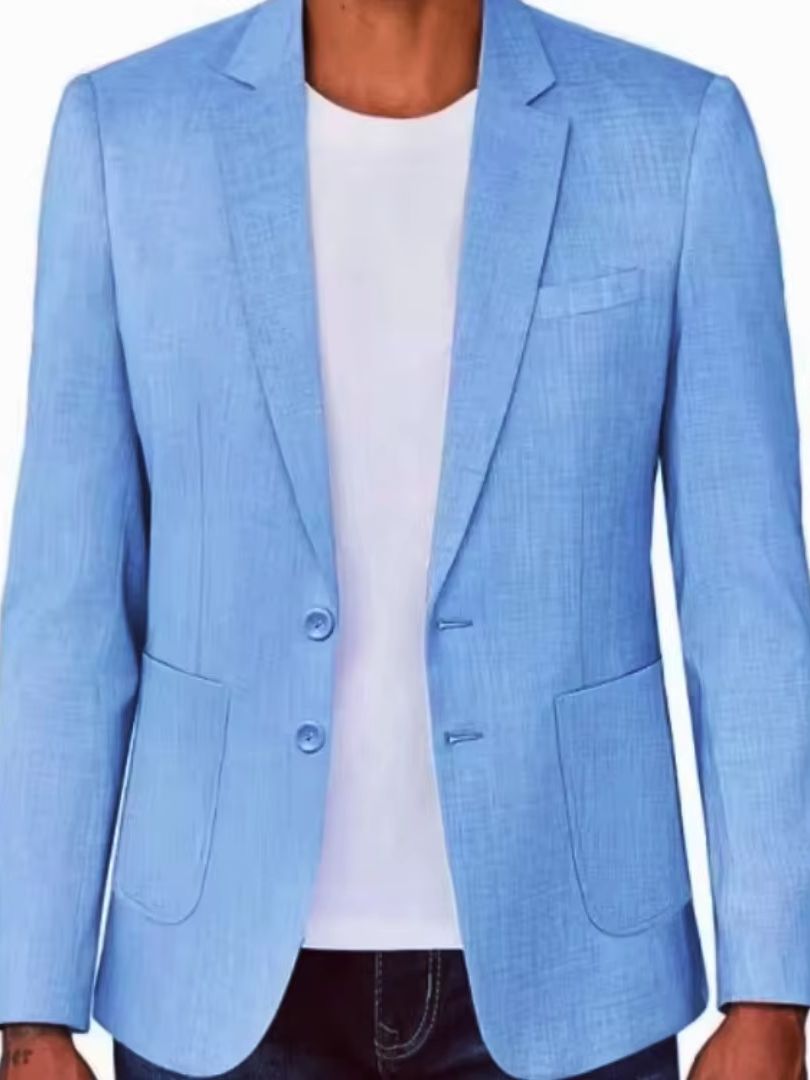 Slim Fit Men's Beige/Blue Line - Men Formal Wear In Summer 评论和价格