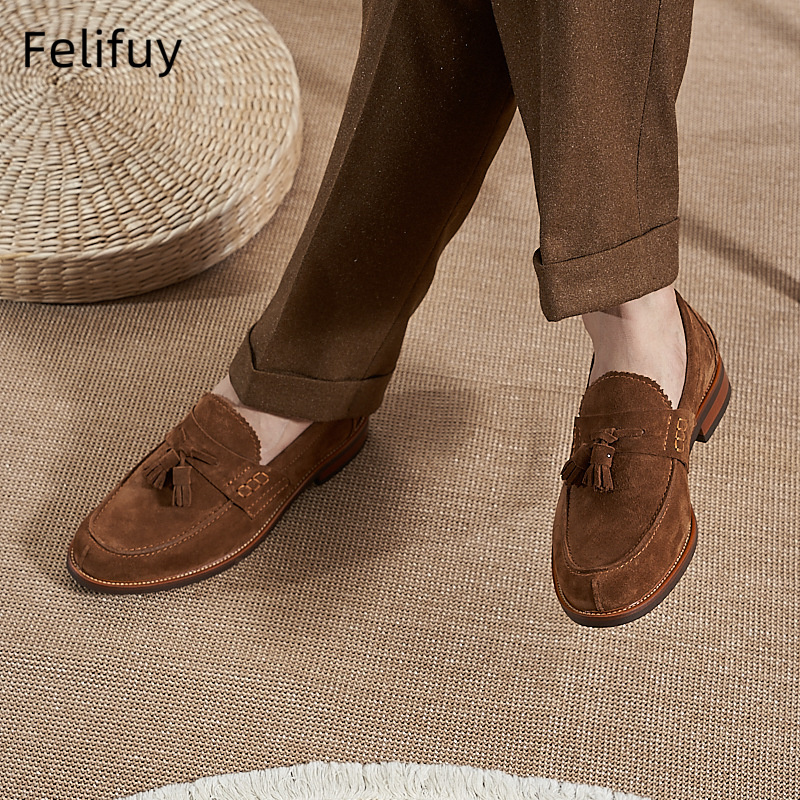New Brown Men Flat Loafers Cow - Men'S Formal Party Wear Shoes 评论和价格
