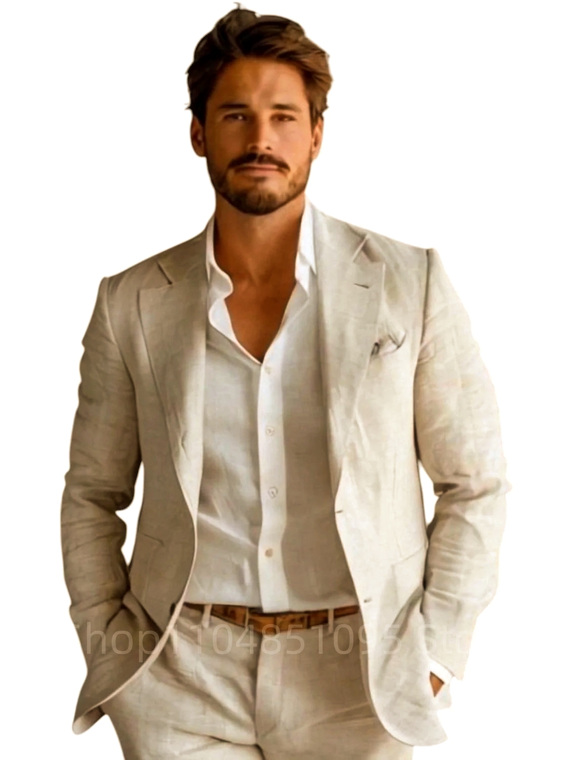 Blue Slim Fit Men's Linen Blaz - Men Formal Wear In Summer 评论和价格