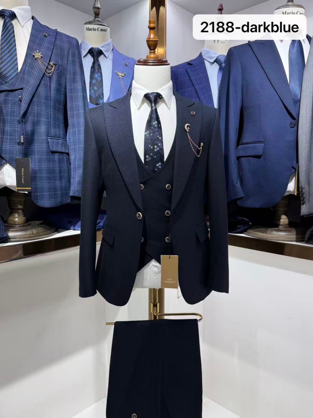 Dark Blue Men's Formal Suit Se - Men Formal Wear Office 评论和价格