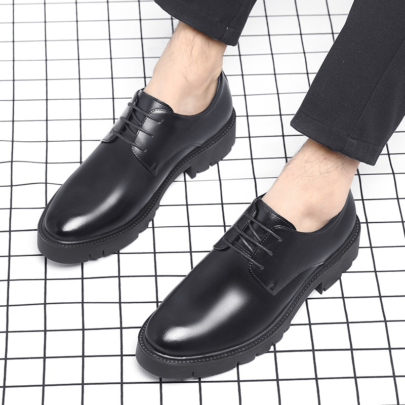 Mens Black Leather Lace Up Dre - Men Formal Wear Office 评论和价格