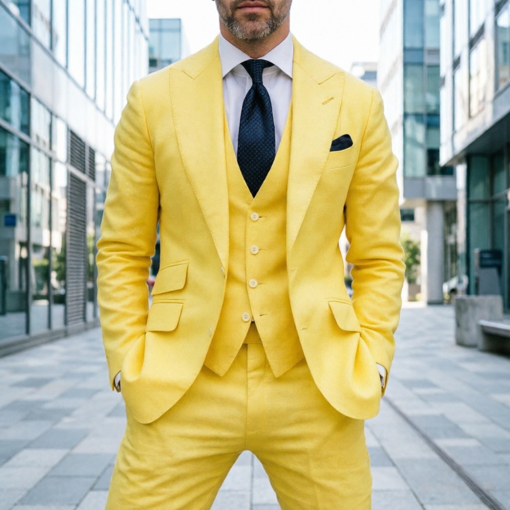 Sky Blue Linen Men Wedding Tux - Men Formal Wear In Summer 评论和价格